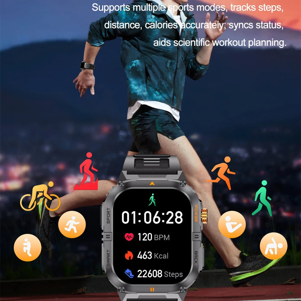 Newest Clock Outdoor Sports Smart Watch LED Flashlight Waterproof Heart