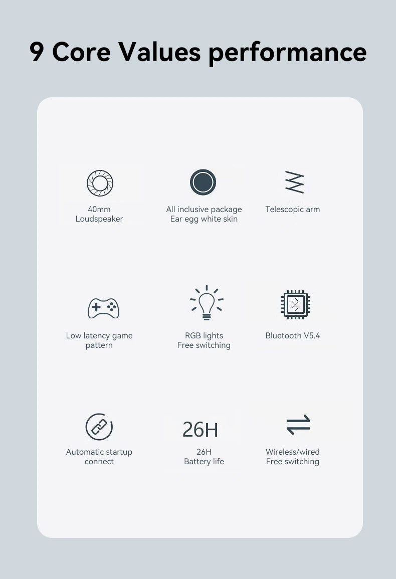 MZYMI Foldable Over Ear Headset B500 RGB Wireless Gaming Earphone Low