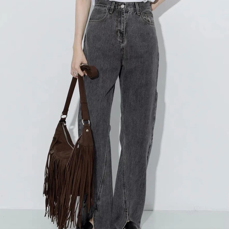 Autumn Winter Deerskin Velvet Tassel Shoulder Bag Vintage Large