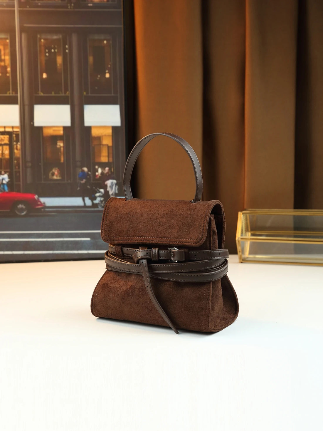Autumn and winter fashion suede strap design shoulder crossbody small