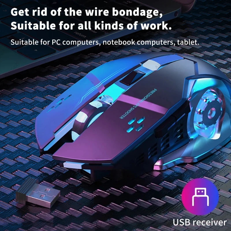 A4 Wireless Mouse Gaming 2.4G Rechargeable Silent Mechanical