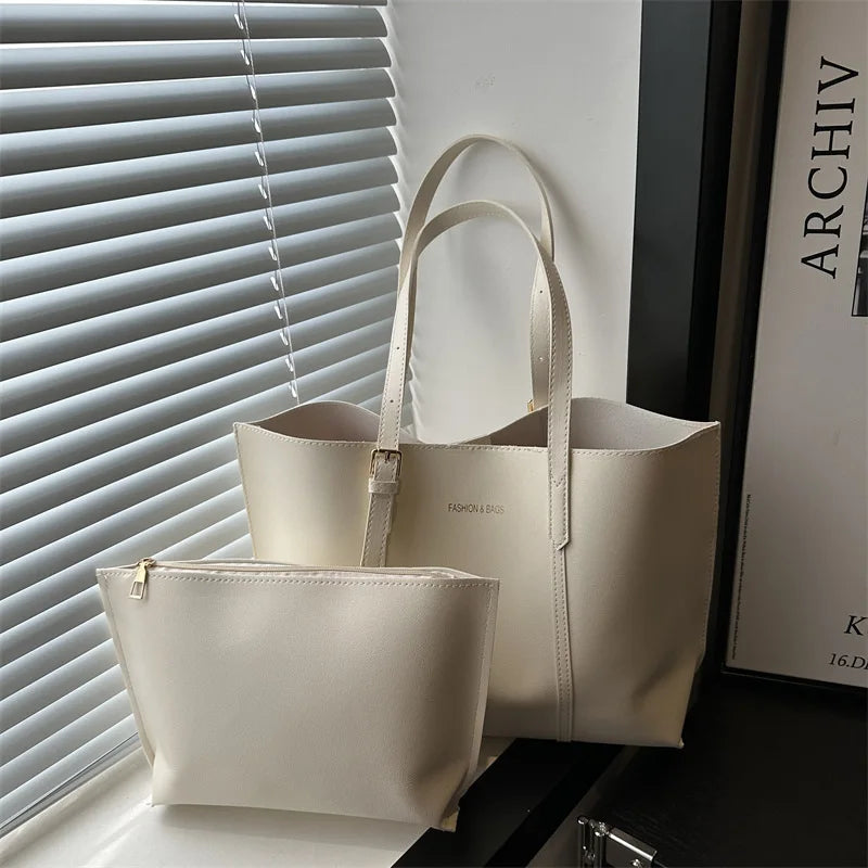 Large Capacity Women's Bag Soft Leather Tote Bags Casual Versatile Single