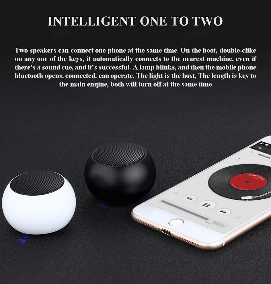 Bluetooth Wireless  5.3 Speaker Portable TWS Small Steel Gun Metal Heavy