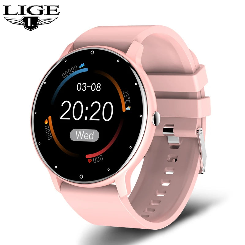 LIGE New Smart Watch Men Full Touch Screen Sport Fitness Watch IP67