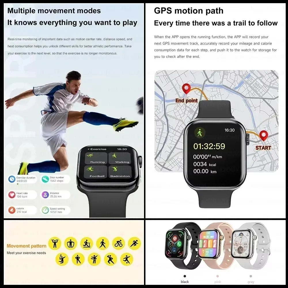 i10 GPS Smart Watch Women Series 10 Screen Bluetooth Call Heart Rate Blood