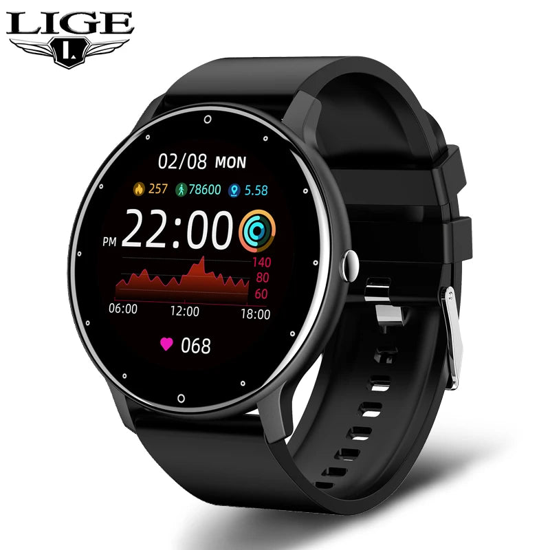 LIGE New Smart Watch Men Full Touch Screen Sport Fitness Watch IP67
