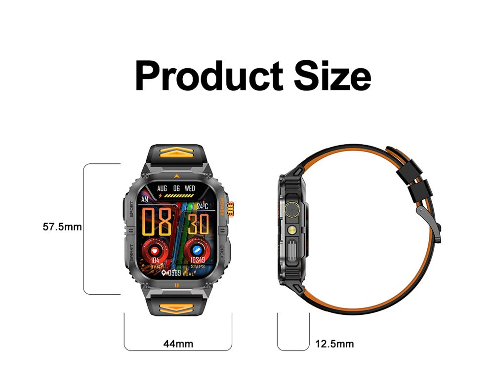 Newest Clock Outdoor Sports Smart Watch LED Flashlight Waterproof Heart