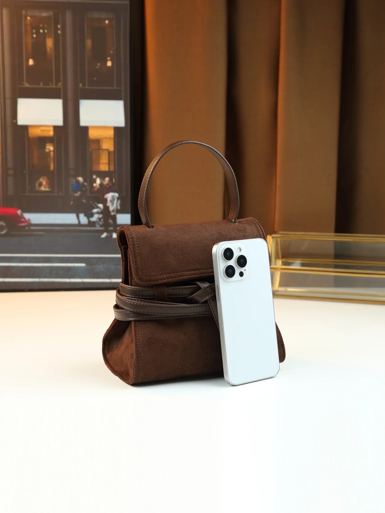 Autumn and winter fashion suede strap design shoulder crossbody small