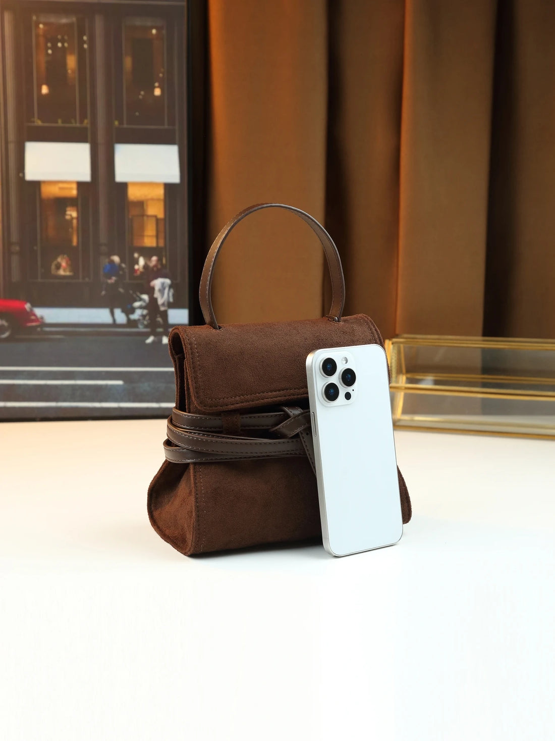 Autumn and winter fashion suede strap design shoulder crossbody small