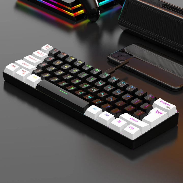 60% wired gaming keyboard, RGB backlight ultra compact mini keyboard
