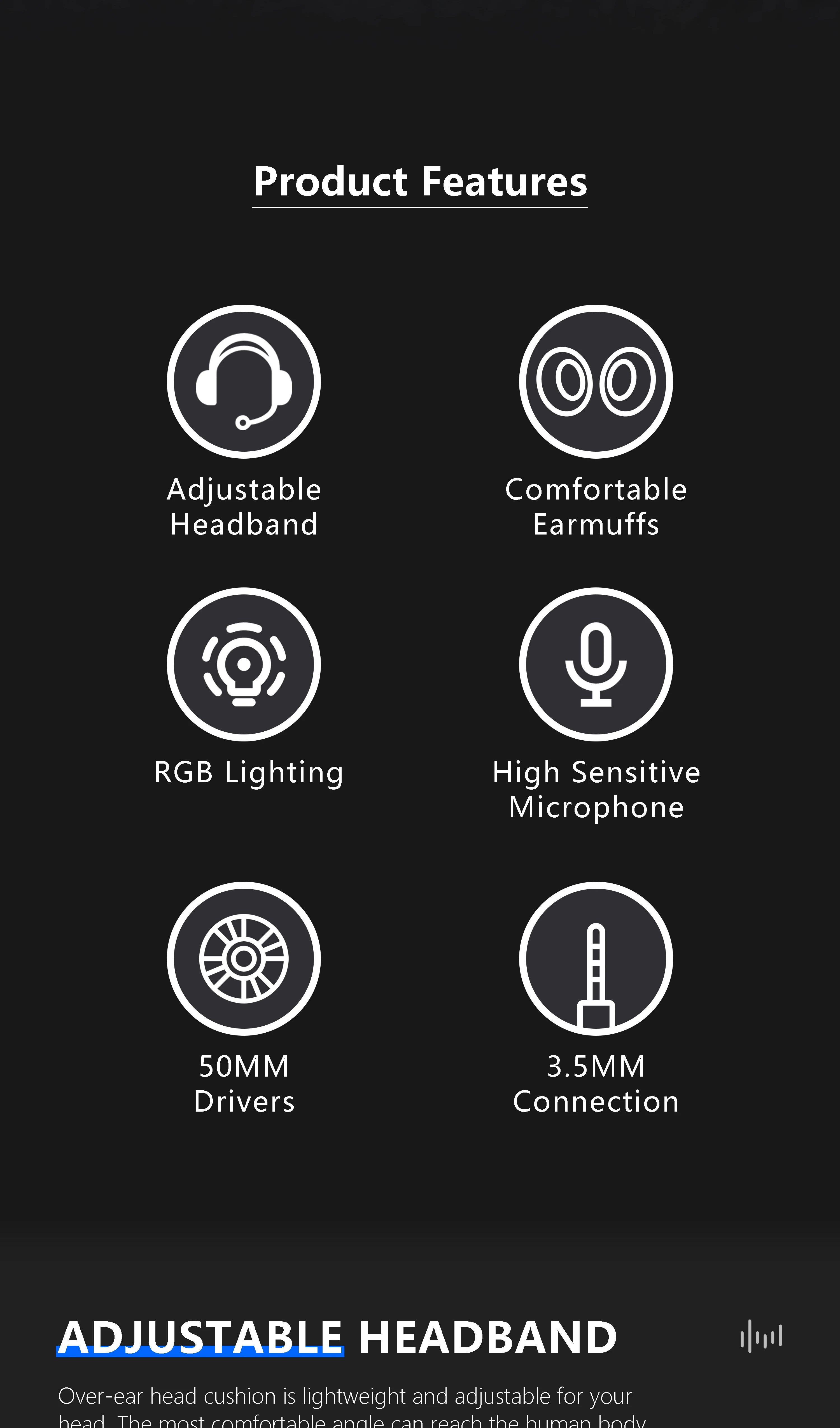 SW-G10 Gaming Headphones Wired RGB lighting USB Gaming Headphones