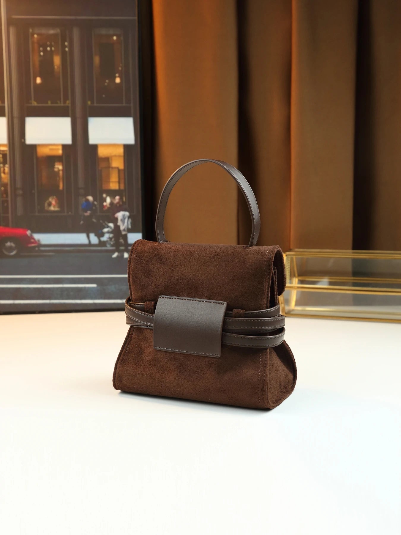 Autumn and winter fashion suede strap design shoulder crossbody small