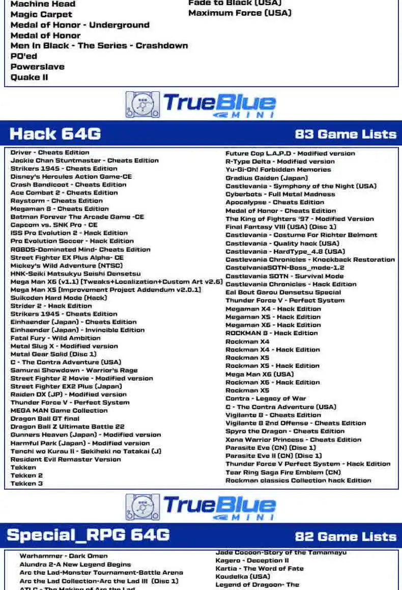 Carpbaba For True Blue Mini CRACK PACK 64 Game Stick For Genesis