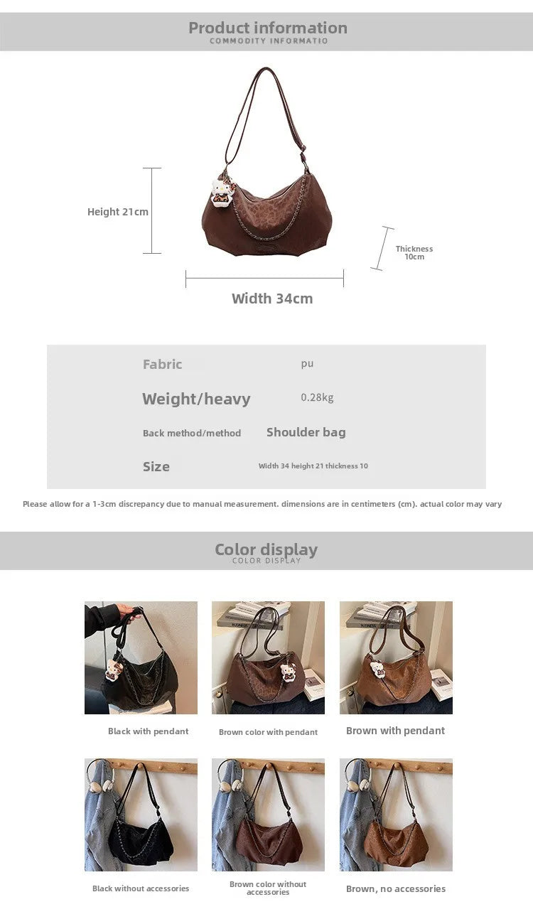 Leopard Print Commuting Crossbody Bag French Lazy Style Large Capacity