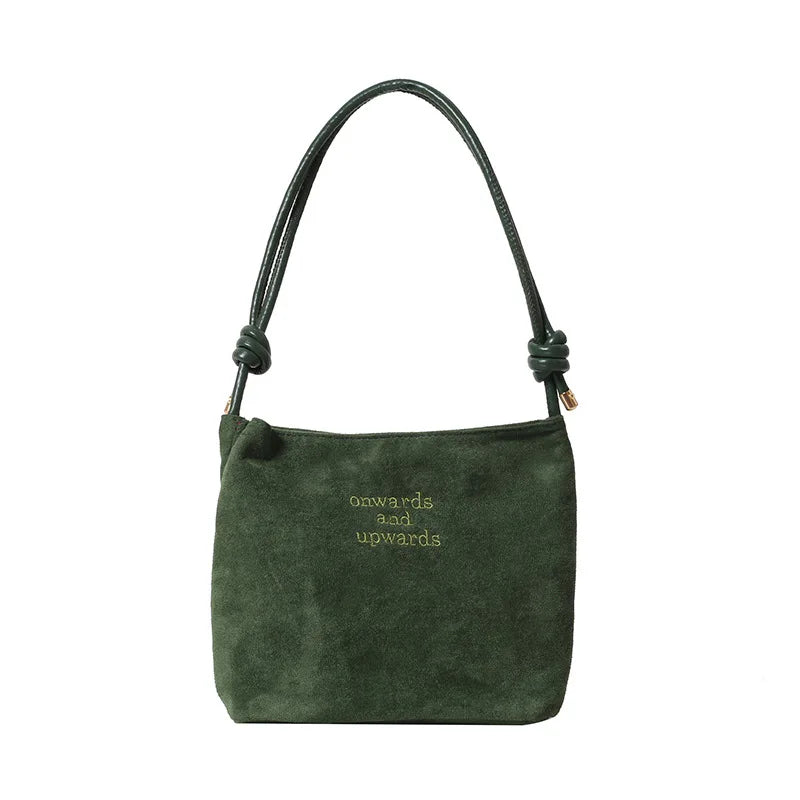 Fashion Solid Color Bucket Bag Retro Suede Tote Bag Women's Luxury