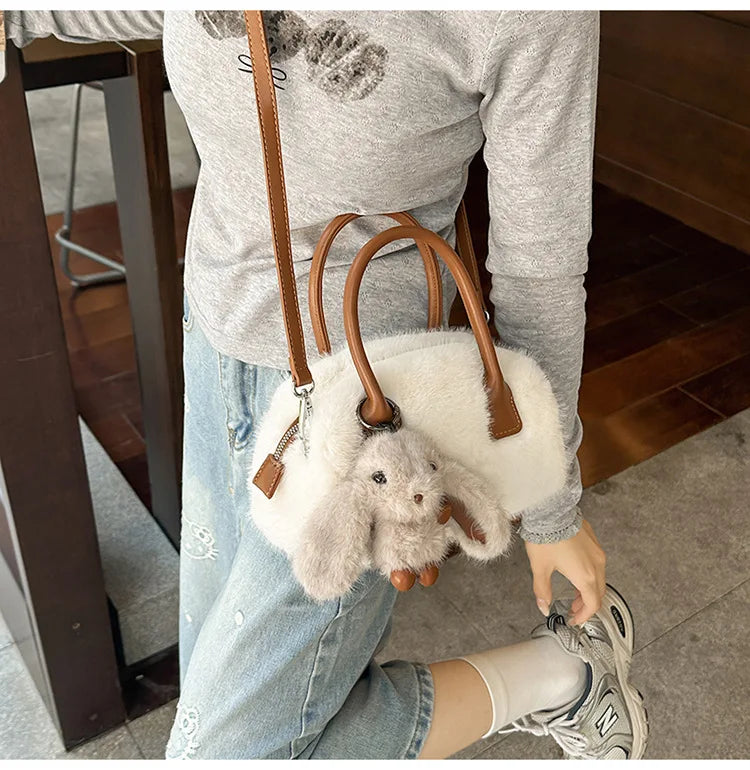 Faux Fur Shoulder Crossbody Bag Plush Woman Handbag Winter Fashion Pillow