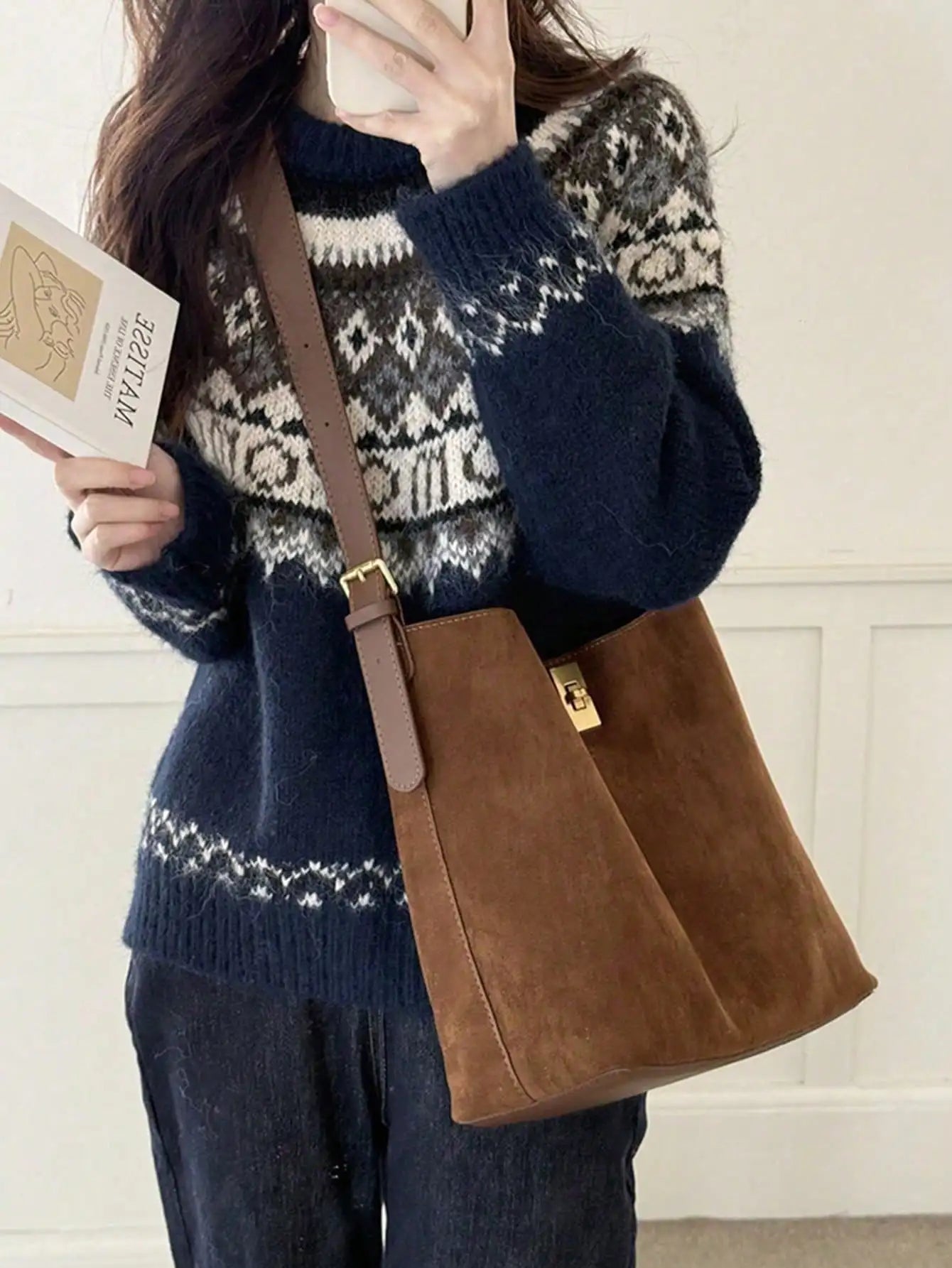 New Autumn/Winter Retro Suedette Crossbody Bag Large Capacity Shoulder