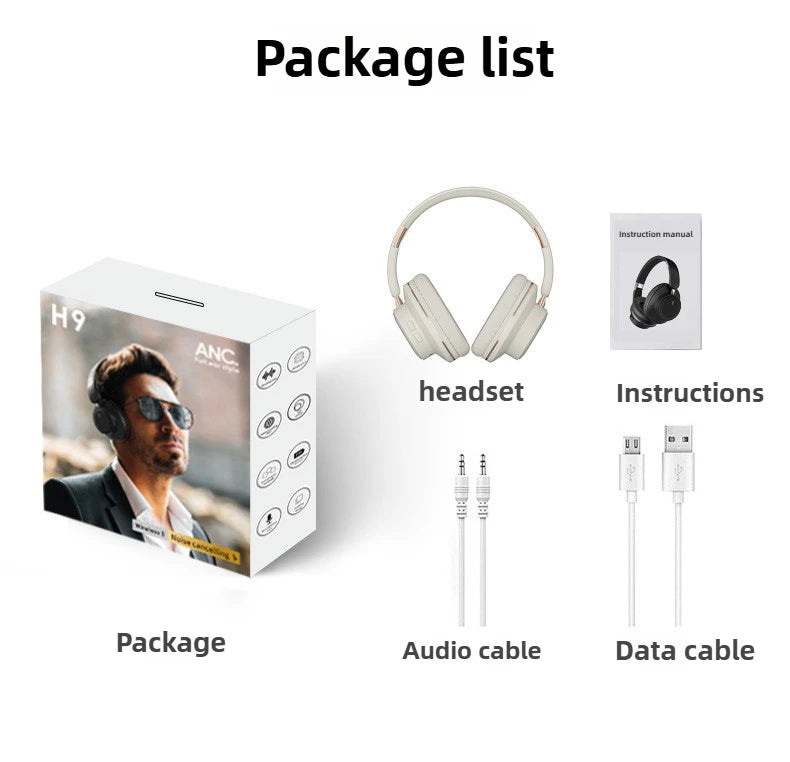 New H9 ANC Wireless Headsets Active Noise Cancellation Headphone