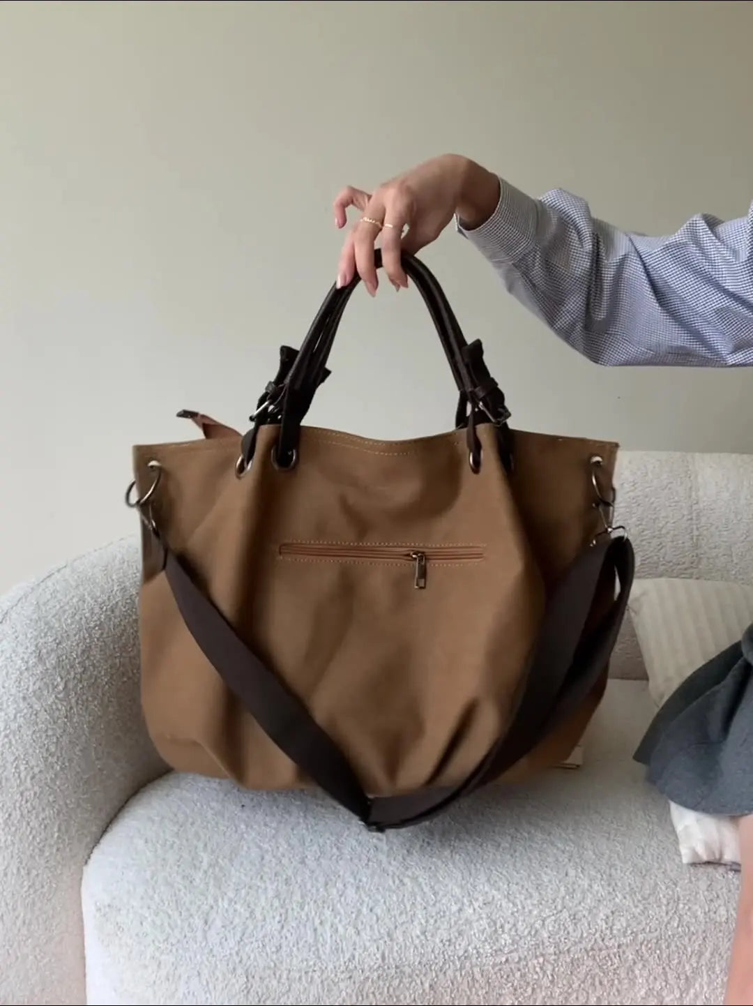 Autumn/winter vintage bag, large capacity canvas crossbody bag, single shoulder