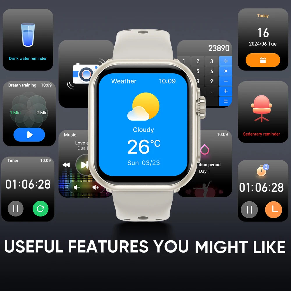 New 1000mAh Battery AMOLED Smart Watch Ultra K62 Men Women