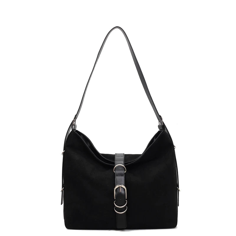 Women Autumn Winter Suede Shoulder Bag Lady Adjustable Strap Crossbody Bag