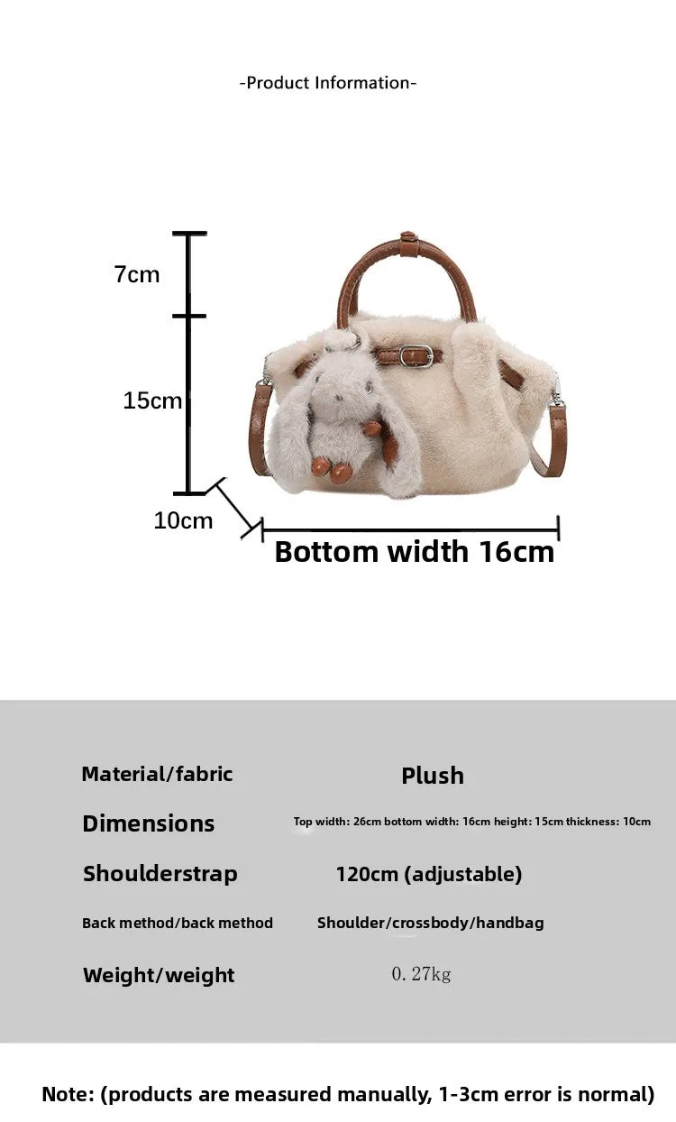 Women Shoulder Crossbody Bag Faux Fur Mini Bucket Bag Luxury Plush Commuter