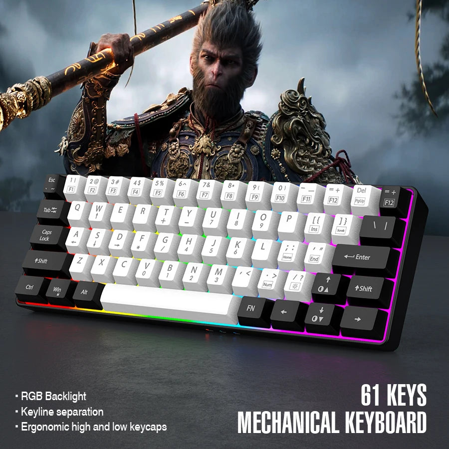 60% wired gaming keyboard, RGB backlight ultra compact mini keyboard