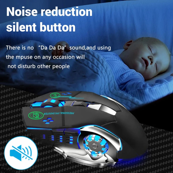 A4 Wireless Mouse Gaming 2.4G Rechargeable Silent Mechanical