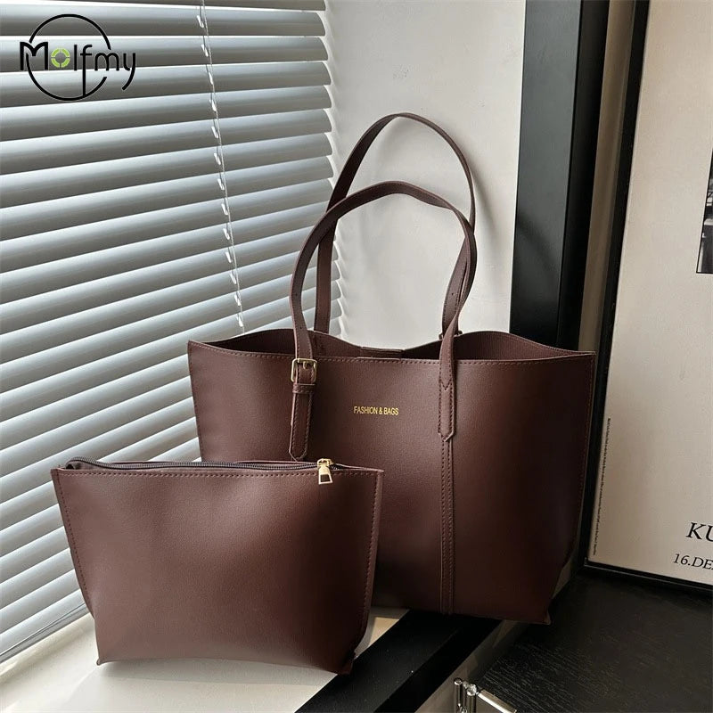 Large Capacity Women's Bag Soft Leather Tote Bags Casual Versatile Single