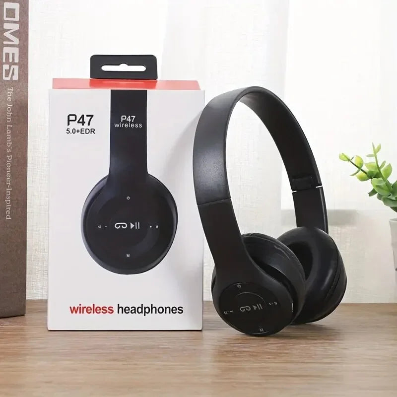 Foldable P47 Bluetooth 5.0 Wireless Headphones with Mic & USB Adaptor