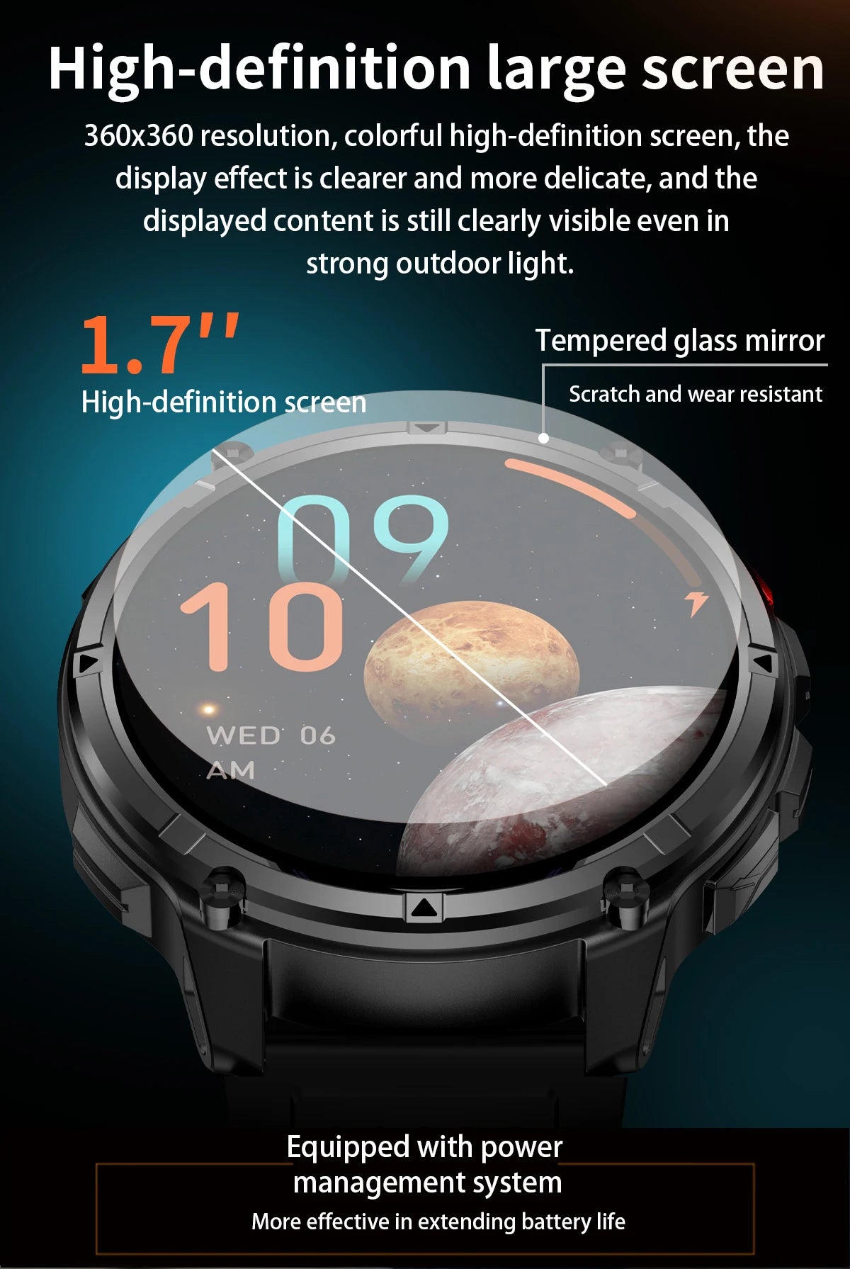LIGE Outdoor Sports Smart Watch Men HD Screen 1100mAh Large Battery