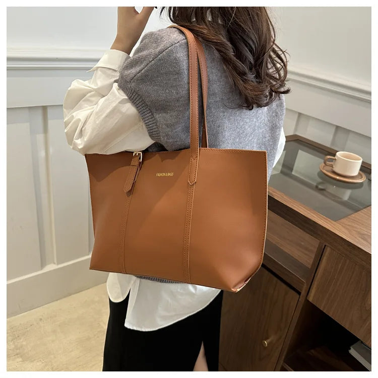 Large Capacity Women's Bag Soft Leather Tote Bags Casual Versatile Single