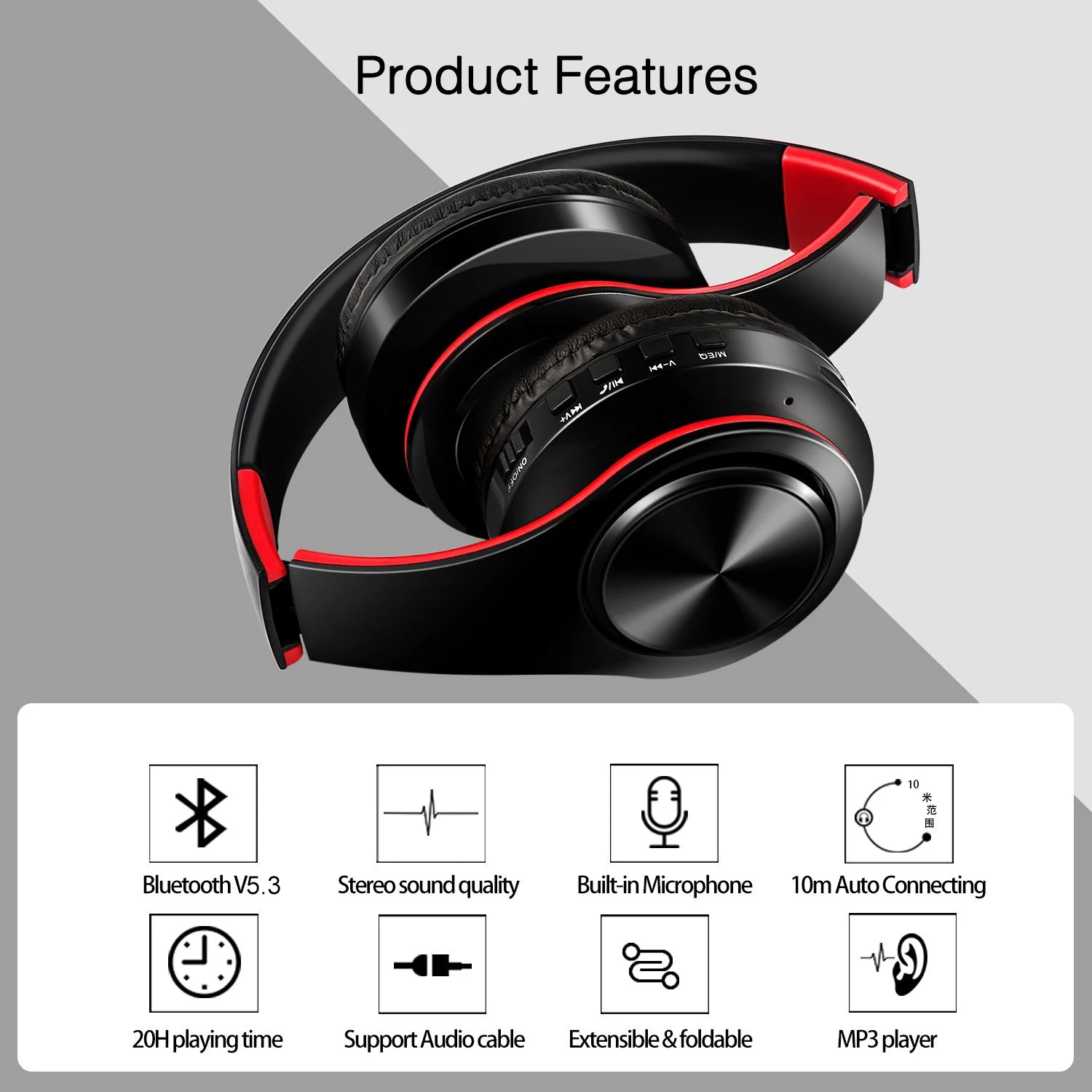 CATASSU Earphone Bluetooth Headphones Over Ear Stereo