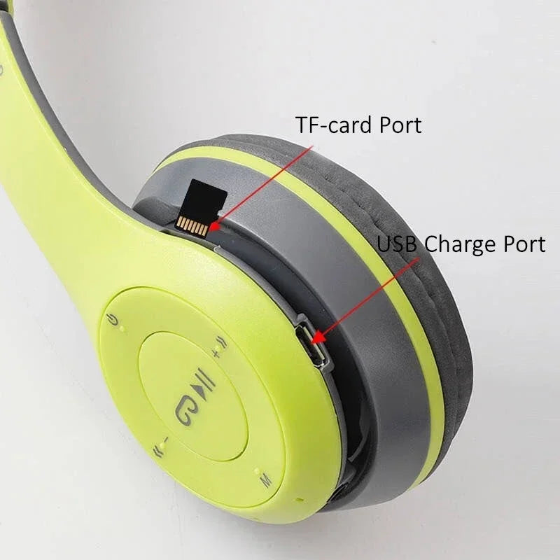 Foldable P47 Bluetooth 5.0 Wireless Headphones with Mic & USB Adaptor