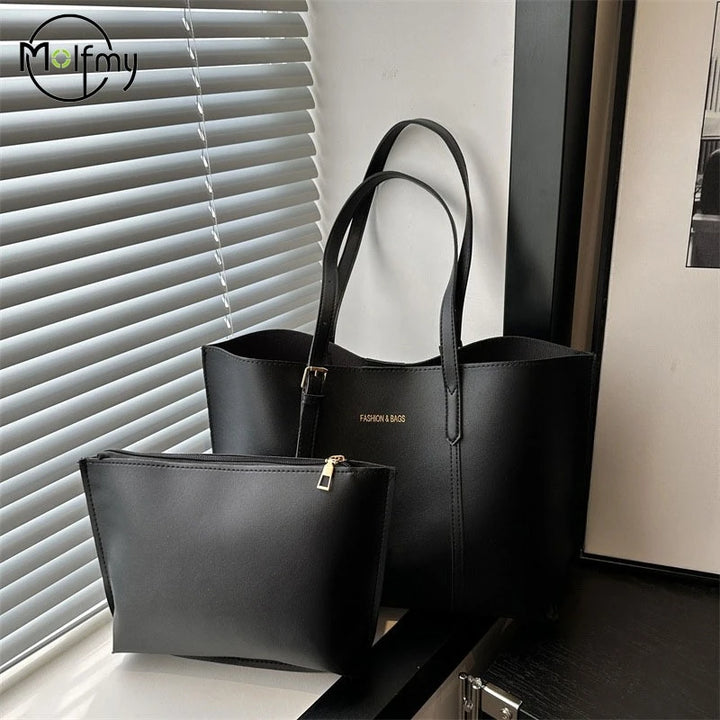 Large Capacity Women's Bag Soft Leather Tote Bags Casual Versatile Single