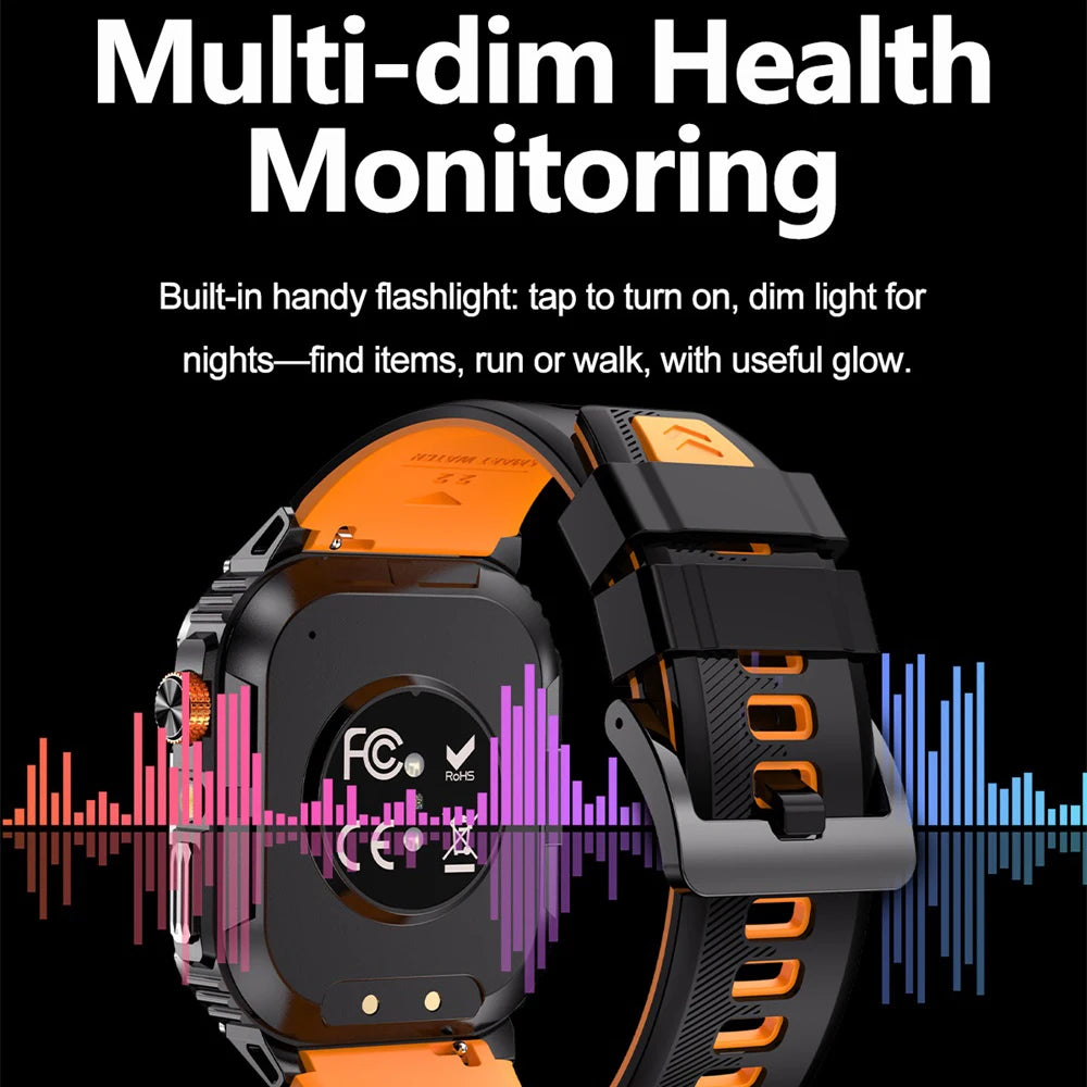 Newest Clock Outdoor Sports Smart Watch LED Flashlight Waterproof Heart