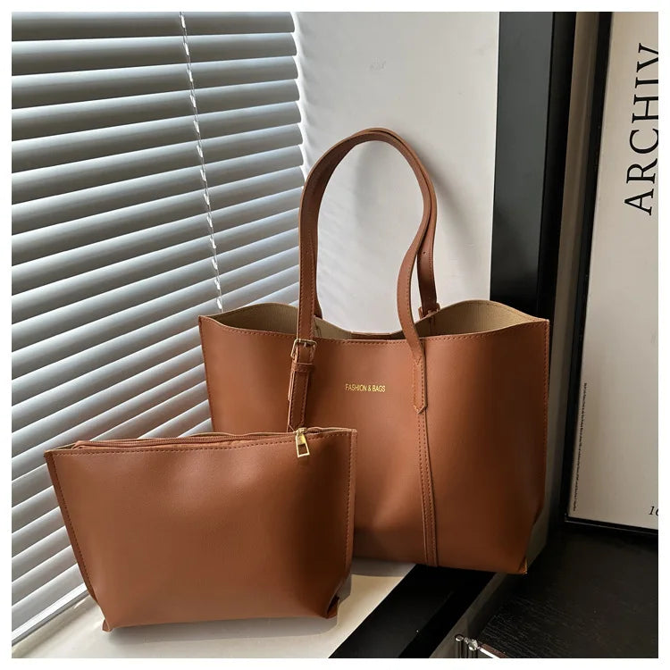 Large Capacity Women's Bag Soft Leather Tote Bags Casual Versatile Single