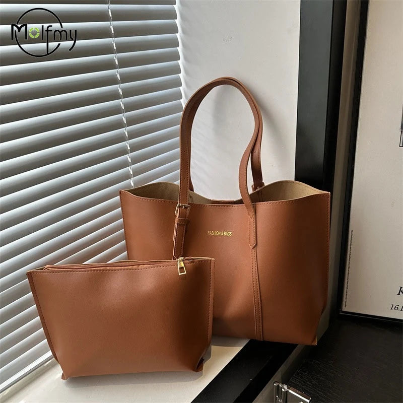Large Capacity Women's Bag Soft Leather Tote Bags Casual Versatile Single