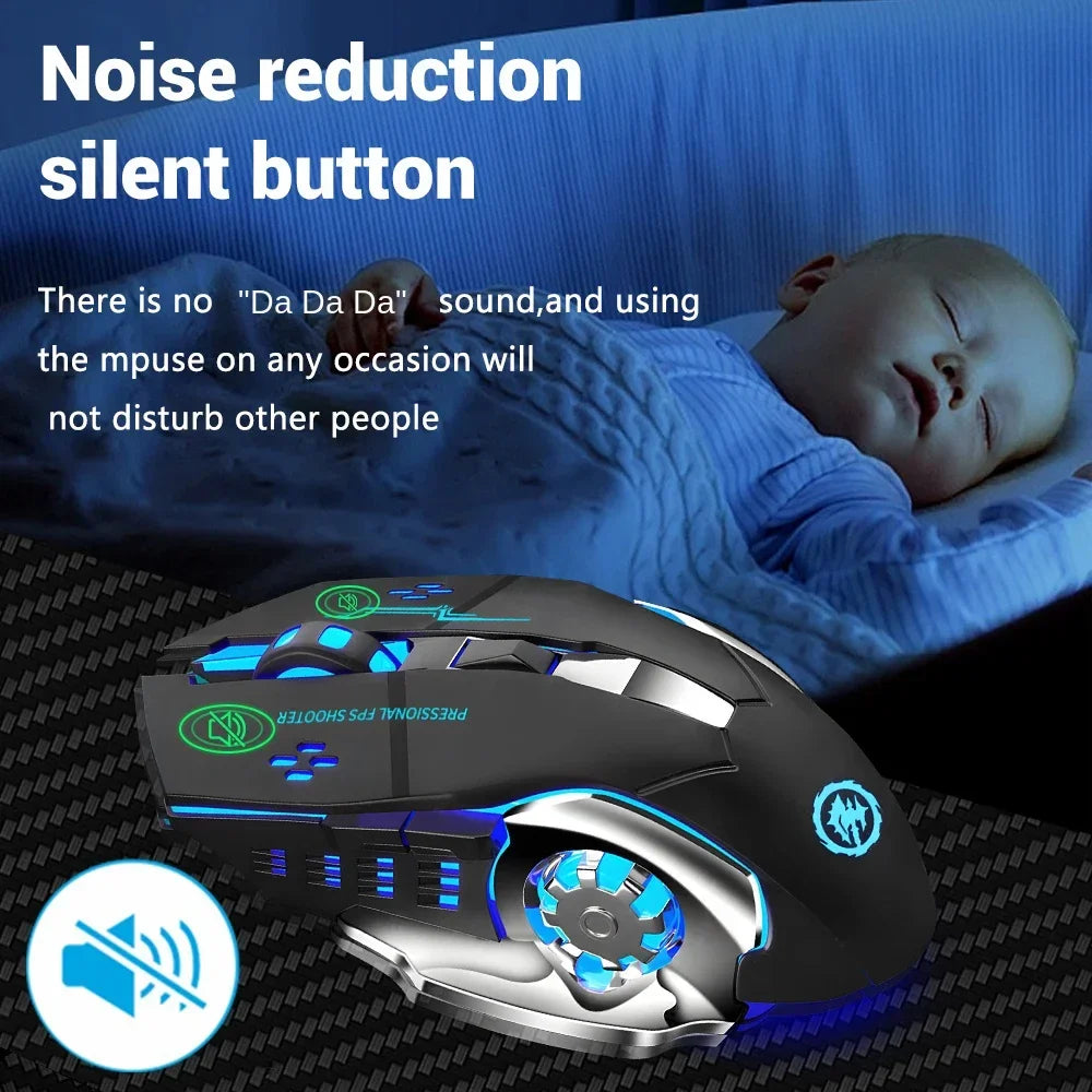 A4 Wireless Mouse Gaming 2.4G Rechargeable Silent Mechanical