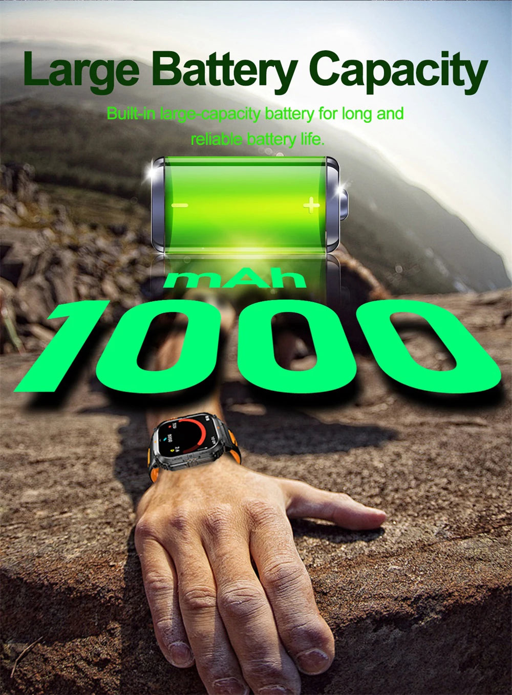 Newest Clock Outdoor Sports Smart Watch LED Flashlight Waterproof Heart