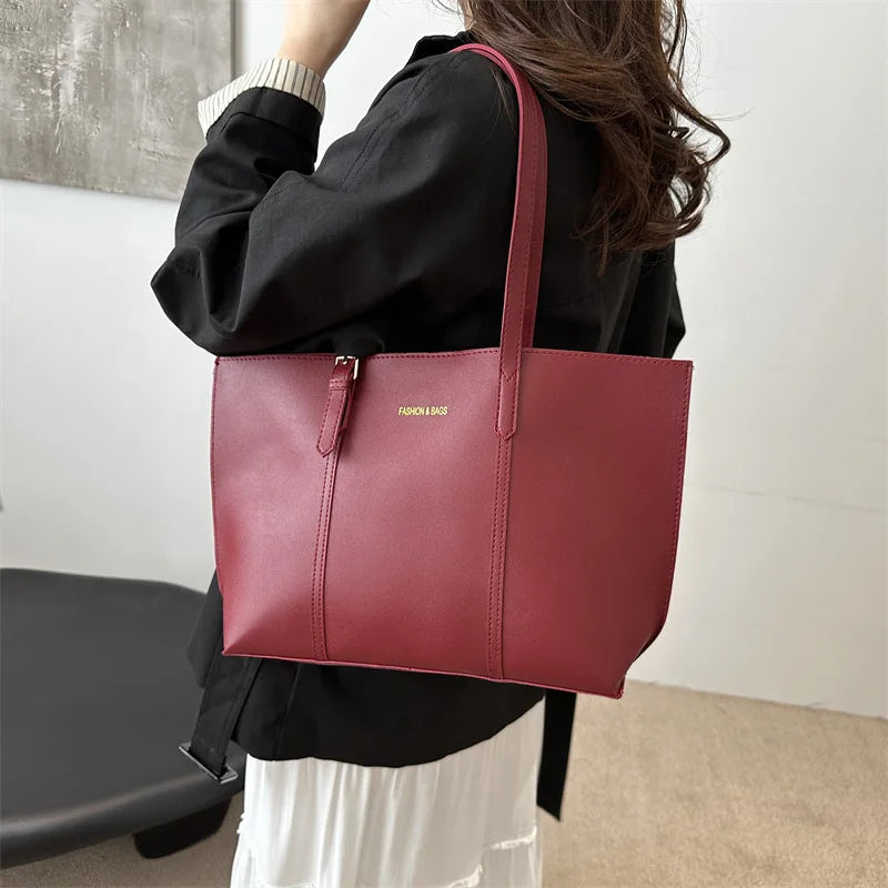 Large Capacity Women's Bag Soft Leather Tote Bags Casual Versatile Single