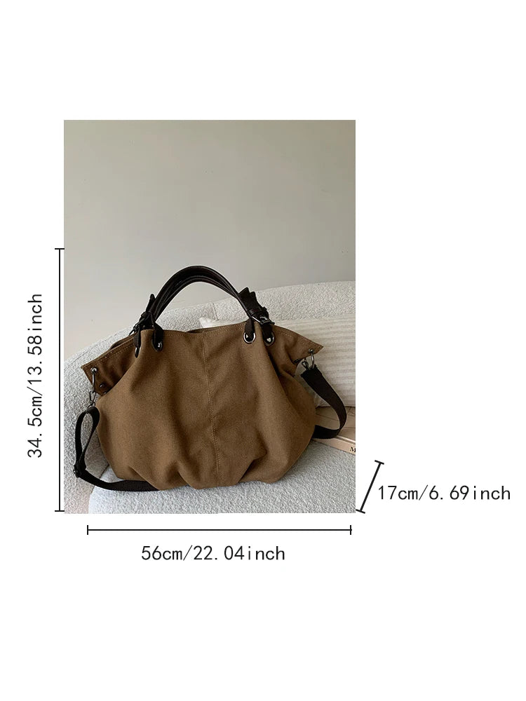 Autumn/winter vintage bag, large capacity canvas crossbody bag, single shoulder