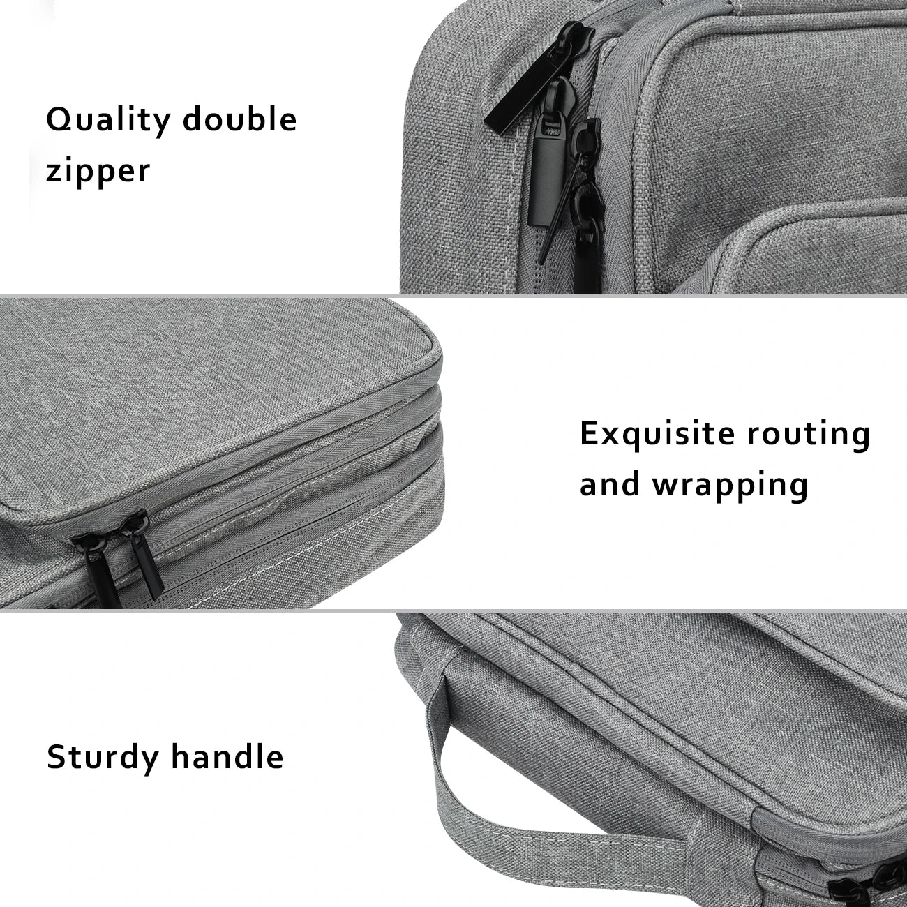 Three Layer Electronic Accessories Organizer, Storage Bag with Cable