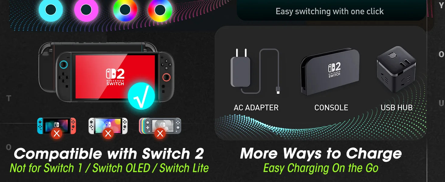 For NS 2 Magnetic 4-in-1 Charger Station for Switch 2 Joy con Accessories
