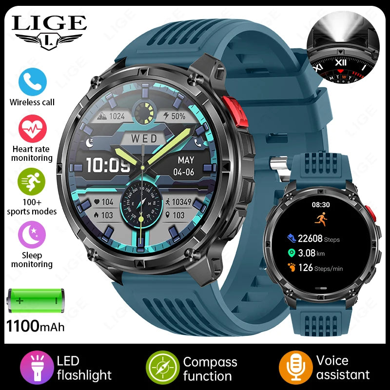 LIGE Outdoor Sports Smart Watch Men HD Screen 1100mAh Large Battery