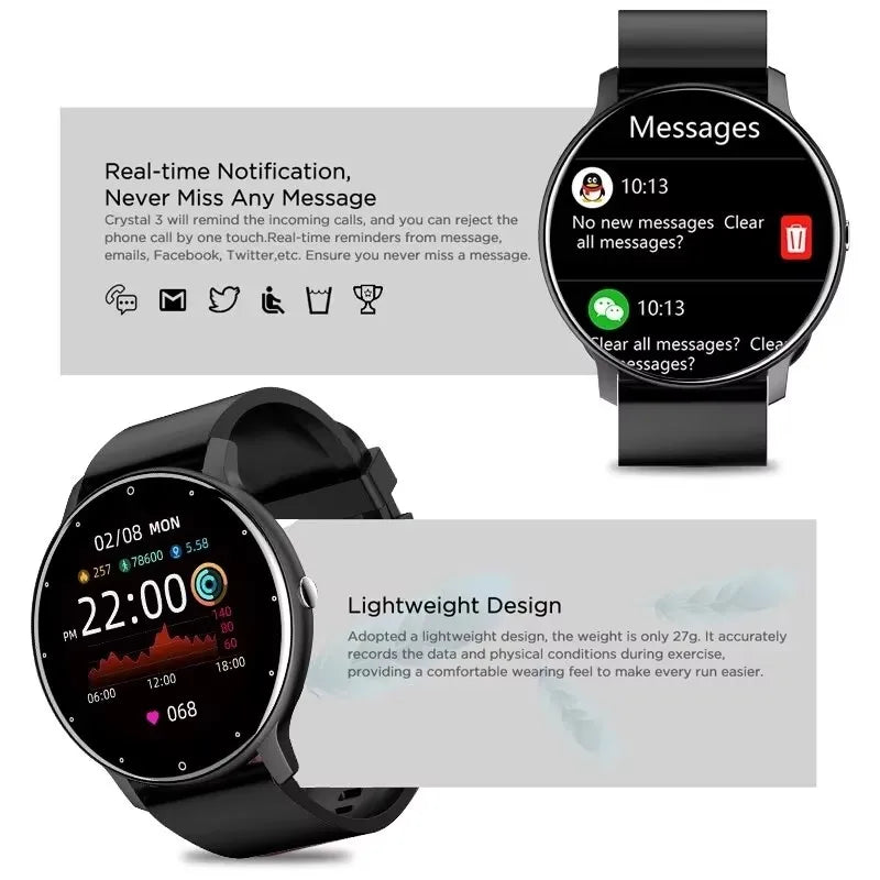 LIGE New Smart Watch Men Full Touch Screen Sport Fitness Watch IP67