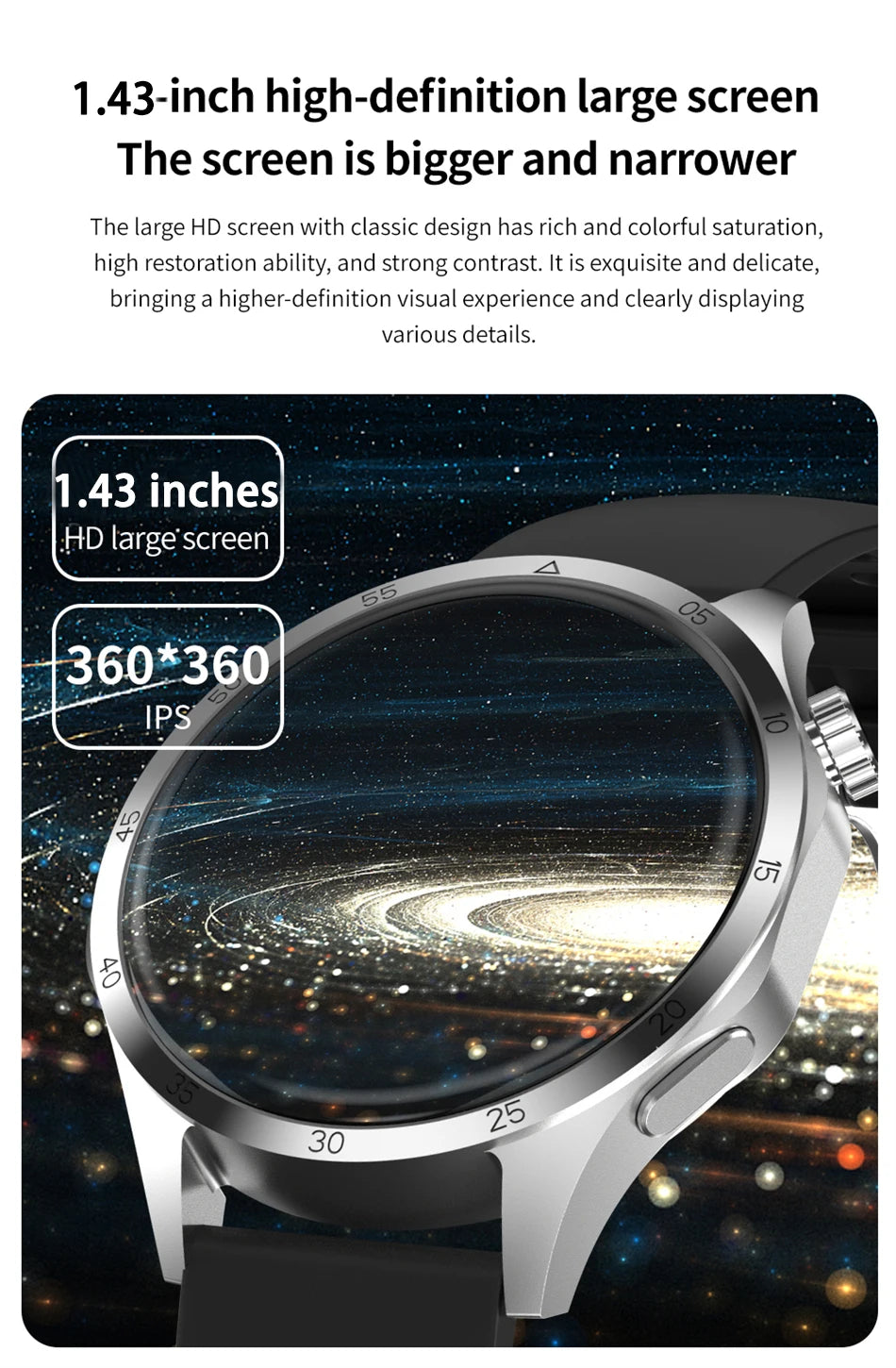 New Men Watch 4 Pro 1.43 inch 360*360 AMOLED HD Screen Bluetooth