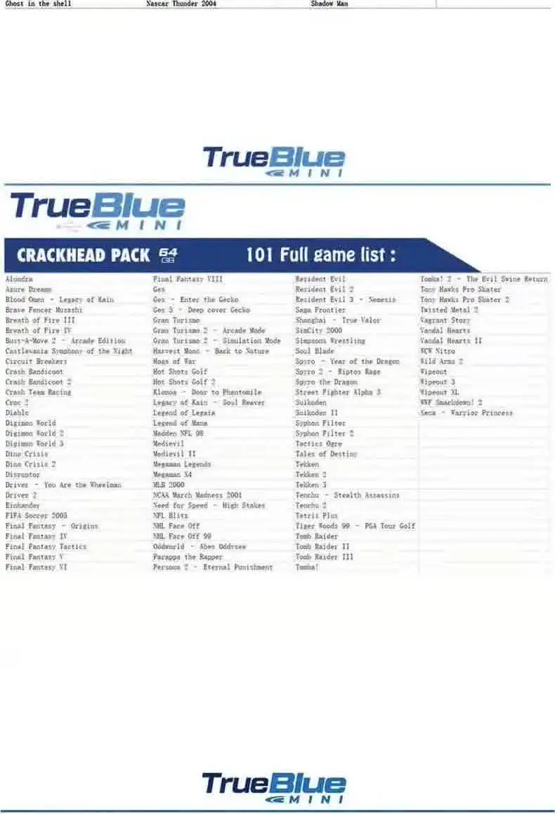 Carpbaba For True Blue Mini CRACK PACK 64 Game Stick For Genesis