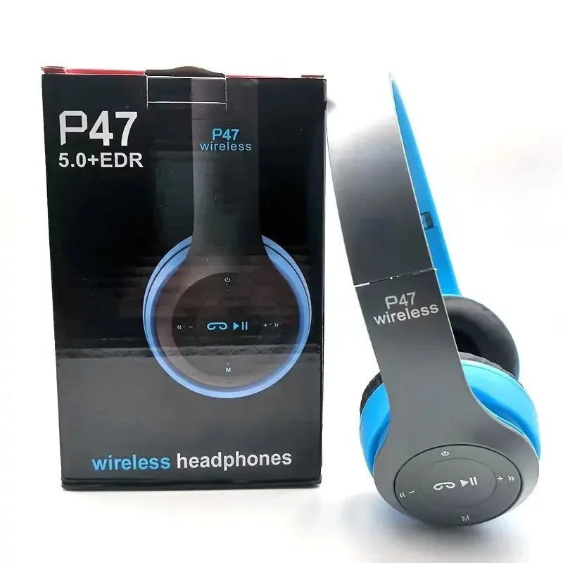 Foldable P47 Bluetooth 5.0 Wireless Headphones with Mic & USB Adaptor