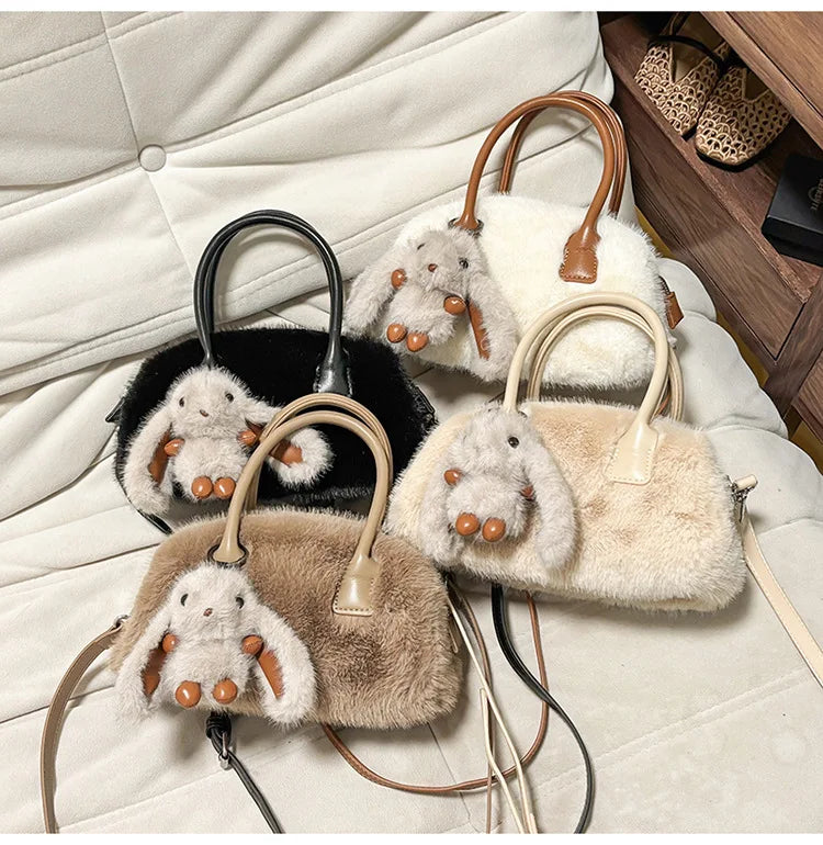 Faux Fur Shoulder Crossbody Bag Plush Woman Handbag Winter Fashion Pillow